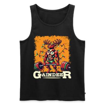 weWeihnachtlicher Gaindeer Muskelprotz Gym Humor - Männer Premium Bio Tank Top - Schwarz - Vorne - Michal (187cm)