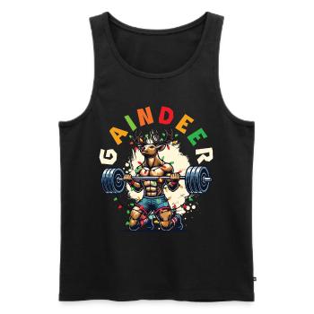 Gaindeer Christmas Fitness Reindeer Saying - Men's Premium Organic Tank Top - black - Front - Michal (187cm)