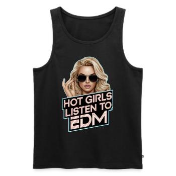 Hot girls listen to edm - Men's Premium Organic Tank Top - black - Front - AI Model Male 178 light (178cm)