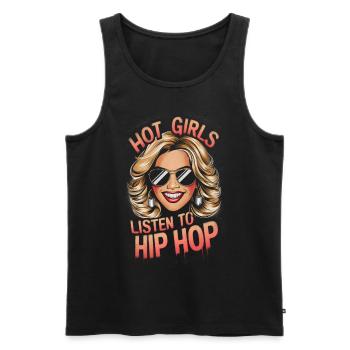 Les filles chaudes écoutent du hip hop - Débardeur bio Premium Homme - noir - Devant - Michal (187cm)