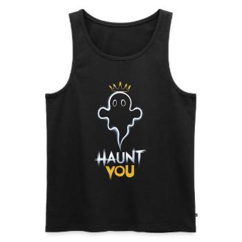 Ghost with crown haunt you - Men's Premium Organic Tank Top - black - Front - AI Model Male 178 light (178cm)