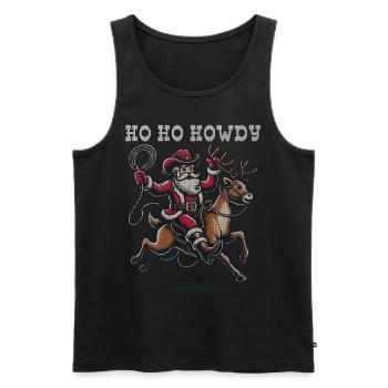 Ambiance de cow-boy de Noël avec le Père Noël - Débardeur bio Premium Homme - noir - Devant - AI Model Male 178 light (178cm)