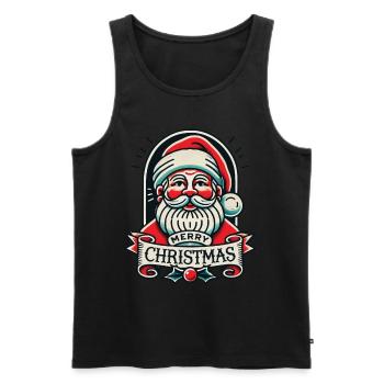 Tatouage Style Noël Streetwear Esthétique - Débardeur bio Premium Homme - noir - Devant - Michal (187cm)