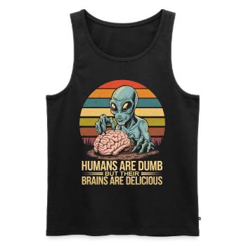 Aliens - Humans are dumb but their brains are - Men's Premium Organic Tank Top - black - Front - AI Model Male 178 light (178cm)