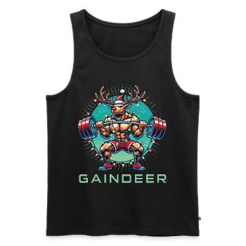 Fort Gaindeer Fitness Renne Gym Humour - Débardeur bio Premium Homme - noir - Devant - Michal (187cm)