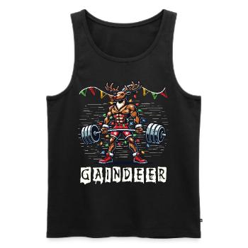 Muscle Renne Noël Gaindeer Fun - Débardeur bio Premium Homme - noir - Devant - Michal (187cm)