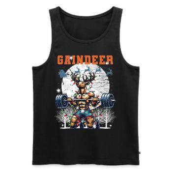 Christmas Workout Reindeer Fitness Humor - Men's Premium Organic Tank Top - black - Front - AI Model Male 178 light (178cm)