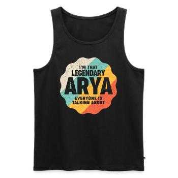 Je suis cette légendaire arya drôle de prénom Arya - Débardeur bio Premium Homme - noir - Devant - Michal (187cm)