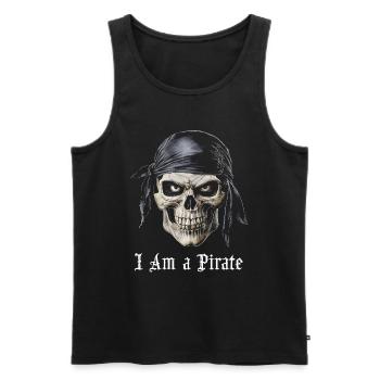 skull i am a pirate with eyes - Men's Premium Organic Tank Top - black - Front - AI Model Male 178 light (178cm)