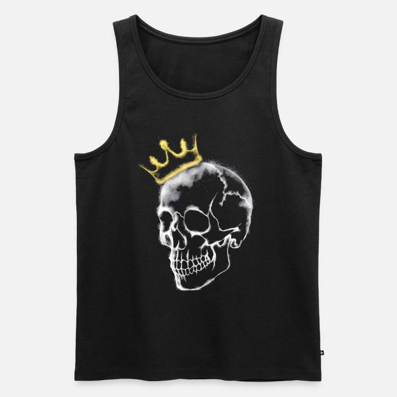 Schädel mit Krone - Männer Premium Bio Tank Top - Schwarz
