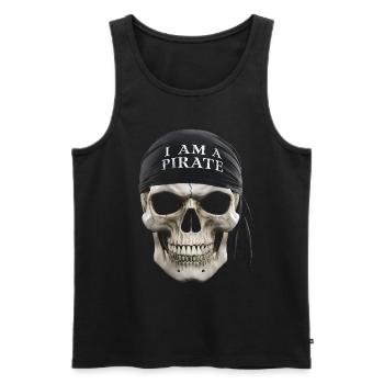skull i am a pirate bandana - Men's Premium Organic Tank Top - black - Front - AI Model Male 178 light (178cm)