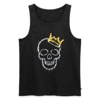 crâne avec une couronne - Débardeur bio Premium Homme - noir - Devant - Michal (187cm)