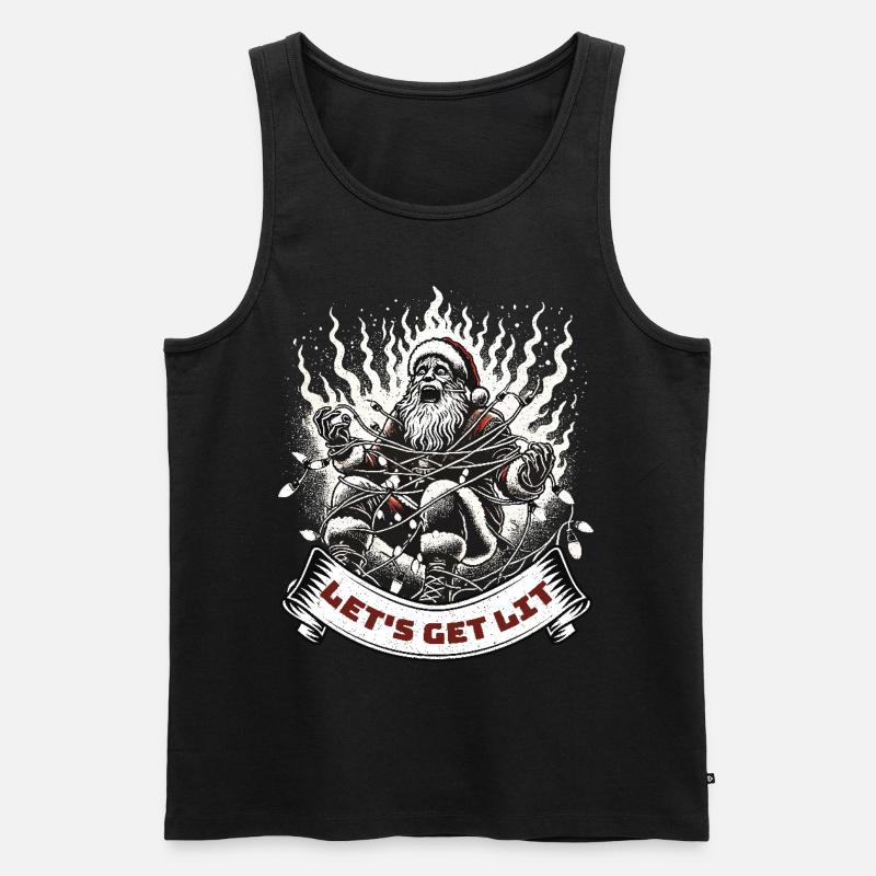 Weihnachtsmann Lichterkette Chaos - Männer Premium Bio Tank Top - Schwarz