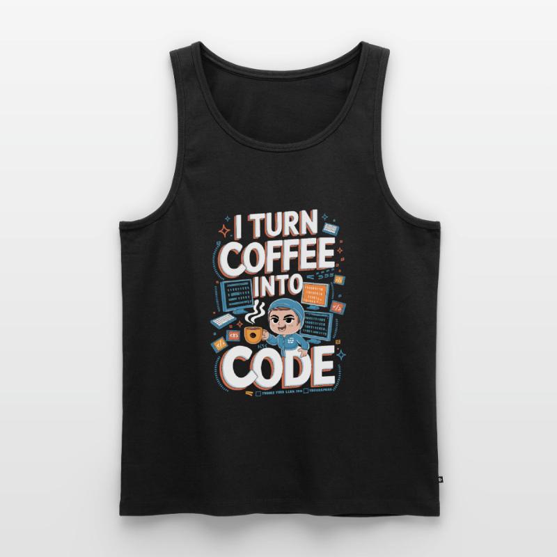 Café et Code – Conception de programmeur amusant Débardeur bio Premium Homme