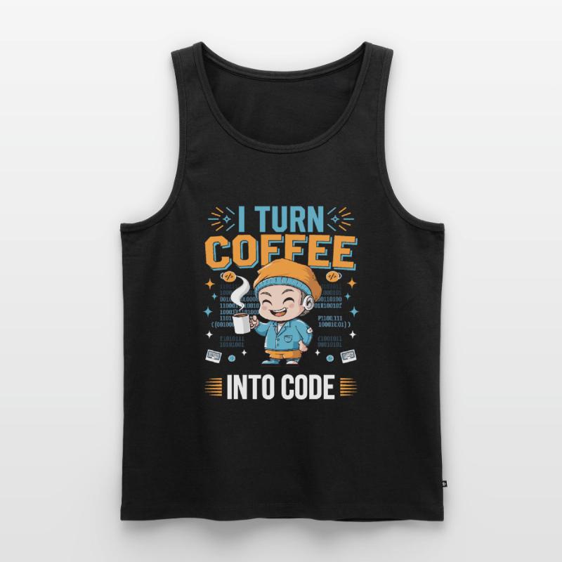 Je transforme le café en code – Funny IT design Débardeur bio Premium Homme