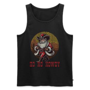 Noël Cowboy Santa Ho Ho Howdy - Débardeur bio Premium Homme - noir - Devant - Michal (187cm)