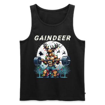 Gaindeer Funny Fitness Christmas Design - Men's Premium Organic Tank Top - black - Front - Michal (187cm)