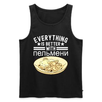 Pelmeni Cuisine russe - Débardeur bio Premium Homme - noir - Devant - Michal (187cm)