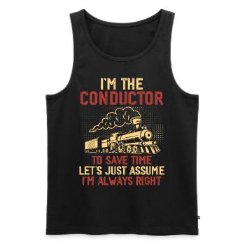 Niedlicher Zugführer Männer Frauen Eisenbahn Zug Liebhaber - Männer Premium Bio Tank Top - Schwarz - Vorne - AI Model Male 178 light (178cm)
