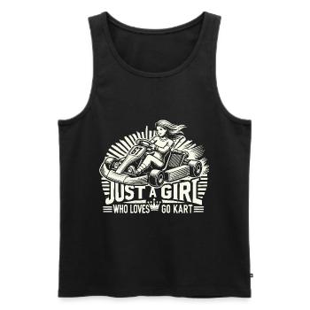 Une fille qui adore le karting - Débardeur bio Premium Homme - noir - Devant - AI Model Male 178 light (178cm)