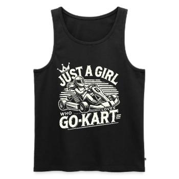 Une fille qui aime l’aventure en karting - Débardeur bio Premium Homme - noir - Devant - AI Model Male 178 light (178cm)