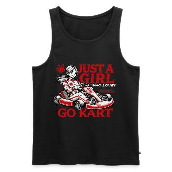 Une fille qui aime les courses de karting - Débardeur bio Premium Homme - noir - Devant - AI Model Male 178 light (178cm)