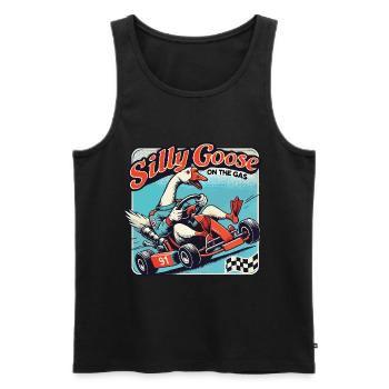 Silly Goose sur l’accélérateur dans un kart - Débardeur bio Premium Homme - noir - Devant - Michal (187cm)