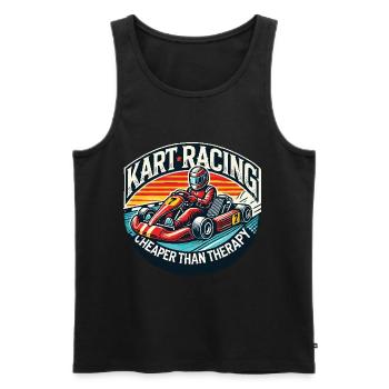 Les courses de kart moins chères que la thérapie - Débardeur bio Premium Homme - noir - Devant - Michal (187cm)