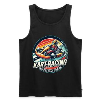 Les courses de kart moins chères que la thérapie - Débardeur bio Premium Homme - noir - Devant - Michal (187cm)
