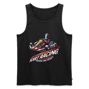 La course de karting moins chère que la thérapie - Débardeur bio Premium Homme - noir - Devant - Michal (187cm)