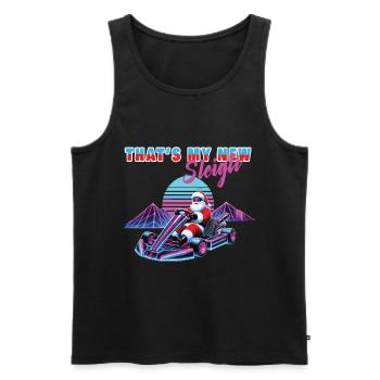 Père Noël Go-Kart Retro Vaporwave Style - Débardeur bio Premium Homme - noir - Devant - Michal (187cm)