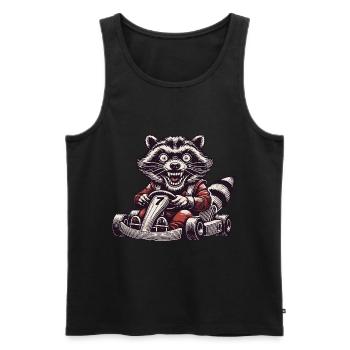 Raccoon Go-Kart Adventure Style rétro - Débardeur bio Premium Homme - noir - Devant - Michal (187cm)