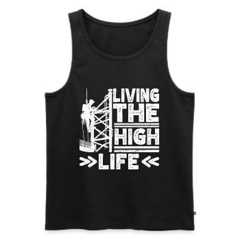 Industrial Climbers Tower Climbers Industrial Climbing - Men's Premium Organic Tank Top - black - Front - AI Model Male 178 light (178cm)