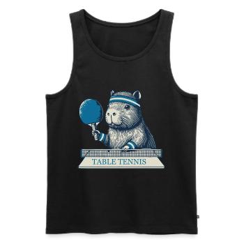 Capybara Table Tennis Fun with Table Tennis Racket - Men's Premium Organic Tank Top - black - Front - Michal (187cm)