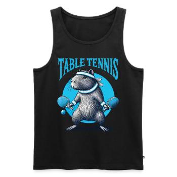 Capybara Lustiges Tischtennis Abenteurer - Männer Premium Bio Tank Top - Schwarz - Vorne - Michal (187cm)