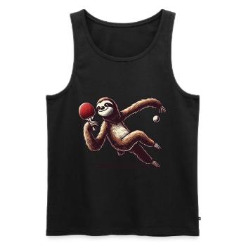 Sloth Cartoon Funny Table Tennis Game - Men's Premium Organic Tank Top - black - Front - Michal (187cm)