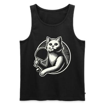 Cute Cat Playing Table Tennis Art - Men's Premium Organic Tank Top - black - Front - AI Model Male 178 light (178cm)