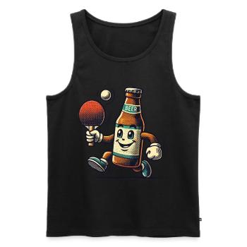 Bierflasche Tischtennis Lustiger Spaß - Männer Premium Bio Tank Top - Schwarz - Vorne - Michal (187cm)