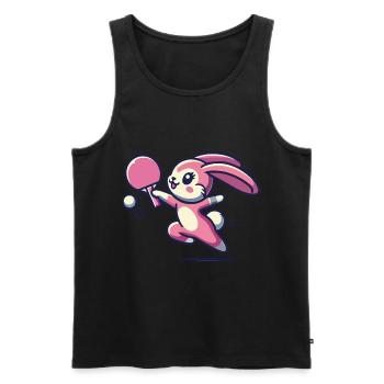 Kawaii Bunny Plays Table Tennis Cute - Men's Premium Organic Tank Top - black - Front - Michal (187cm)