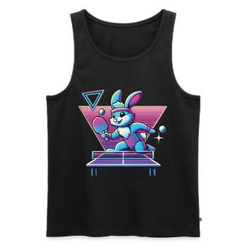 Vaporwave Lapin de Tennis de Table Sinthwave Retro - Débardeur bio Premium Homme - noir - Devant - Michal (187cm)