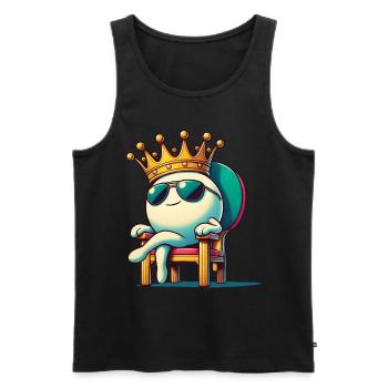 Drôle de dessin animé balle de tennis de table King Fun - Débardeur bio Premium Homme - noir - Devant - AI Model Male 178 light (178cm)