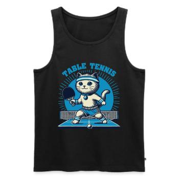 Niedliche Katze Tischtennis Vintage Stil - Männer Premium Bio Tank Top - Schwarz - Vorne - Michal (187cm)