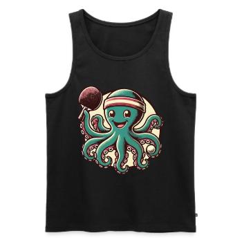 Funny Octopus Table Tennis Cartoon Retro - Men's Premium Organic Tank Top - black - Front - Michal (187cm)