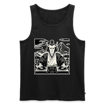 DJ Samouraï Musique Rétro Streetwear Design - Débardeur bio Premium Homme - noir - Devant - Michal (187cm)