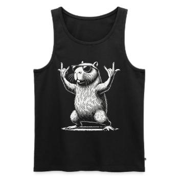Funny Capybara Heavy Metal Festival Party - Débardeur bio Premium Homme - noir - Devant - Michal (187cm)