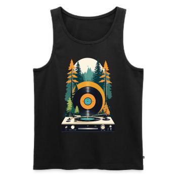 Retro Music Scene Turntable Forest Design - Men's Premium Organic Tank Top - black - Front - Michal (187cm)