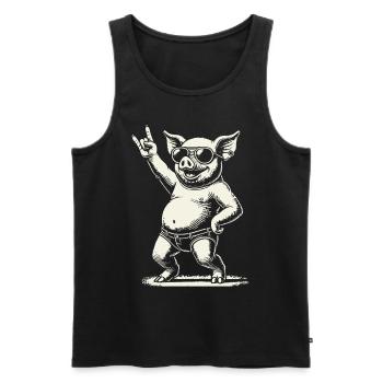 Funny Rock Music Pig Heavy Metal Festival - Men's Premium Organic Tank Top - black - Front - AI Model Male 178 light (178cm)