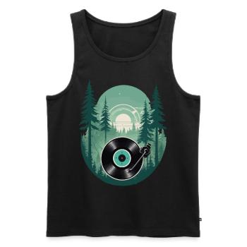 Vinyle musique vintage style streetwear rétro - Débardeur bio Premium Homme - noir - Devant - Michal (187cm)