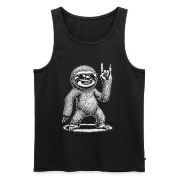 Rock Music Funny Concert Festival Sloth - Men's Premium Organic Tank Top - black - Front - Michal (187cm)