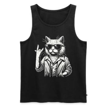 Funny Cat Heavy Metal Festival - Débardeur bio Premium Homme - noir - Devant - AI Model Male 178 light (178cm)